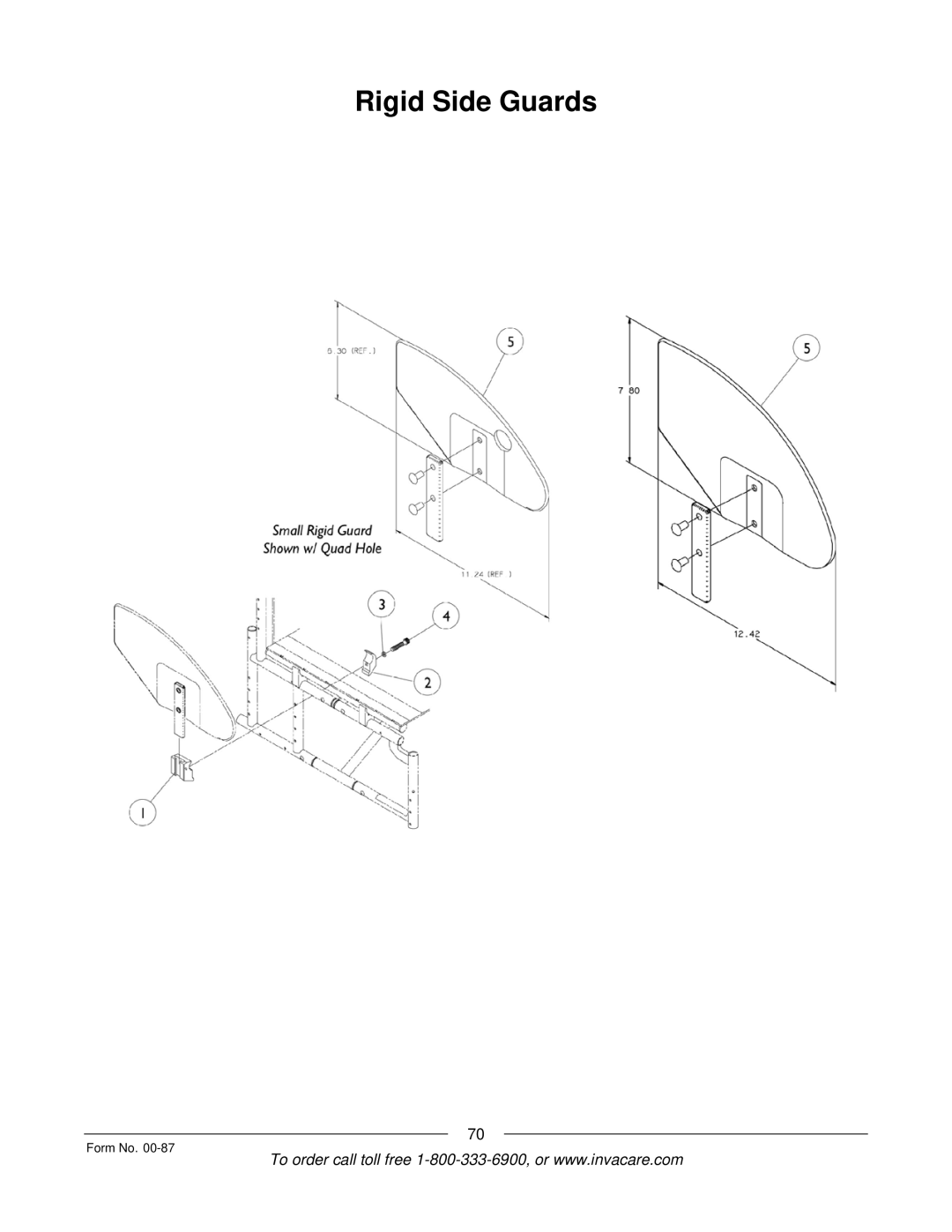 Invacare Spyder manual Rigid Side Guards 