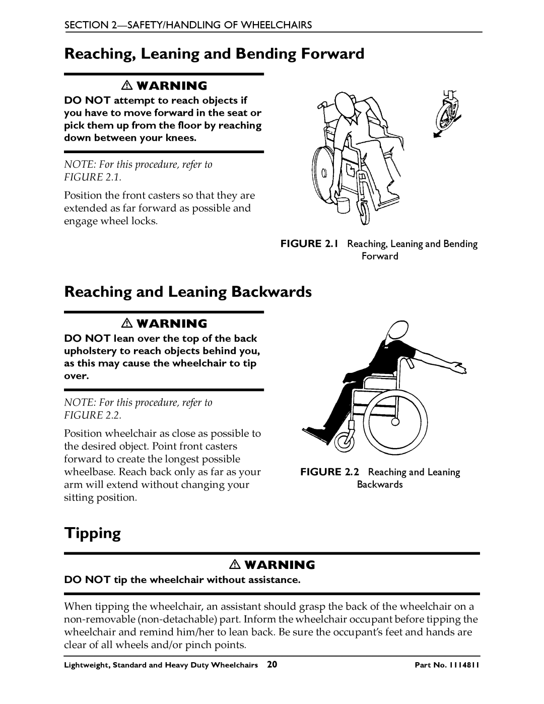 Invacare Lightweight manual Reaching, Leaning and Bending Forward, Reaching and Leaning Backwards, Tipping 