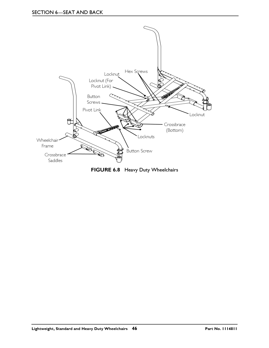 Invacare Lightweight, Standard and Heavy Duty Wheelchairs manual Seat and Back 