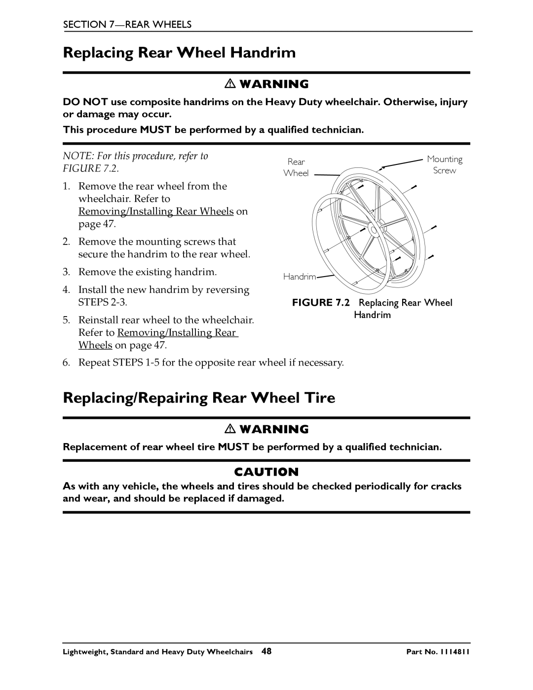 Invacare Lightweight manual Replacing Rear Wheel Handrim, Replacing/Repairing Rear Wheel Tire 