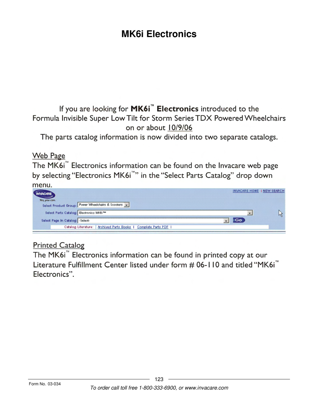 Invacare Storm Series manual MK6i Electronics 