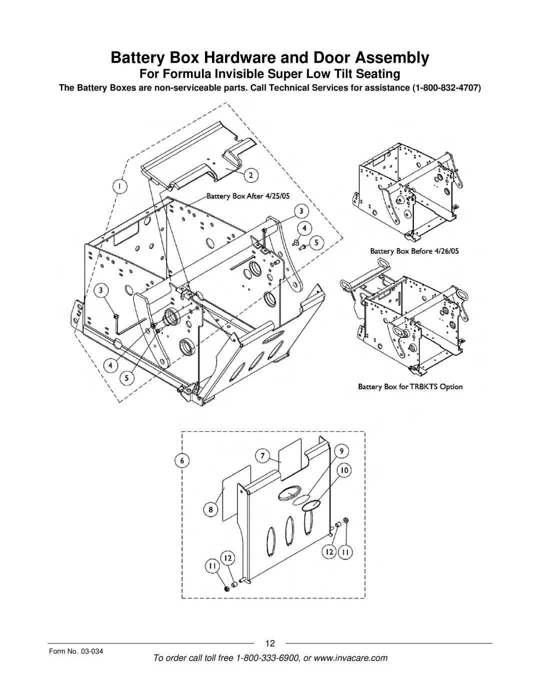 Invacare Storm Series manual Battery Box Hardware and Door Assembly 