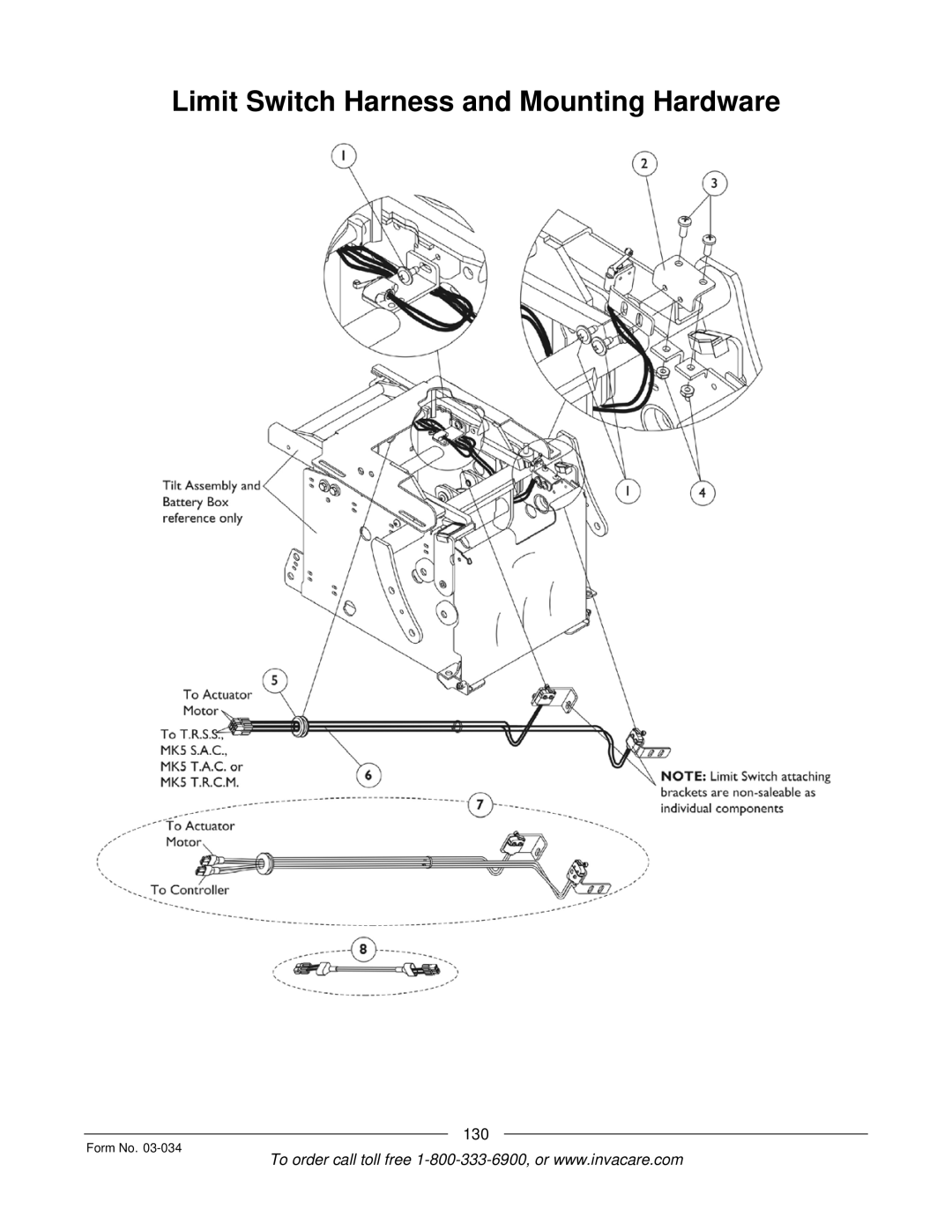 Invacare Storm Series manual Limit Switch Harness and Mounting Hardware 