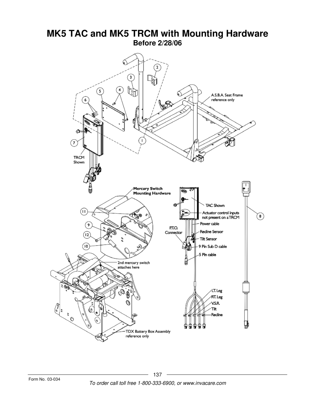 Invacare Storm Series manual MK5 TAC and MK5 Trcm with Mounting Hardware 