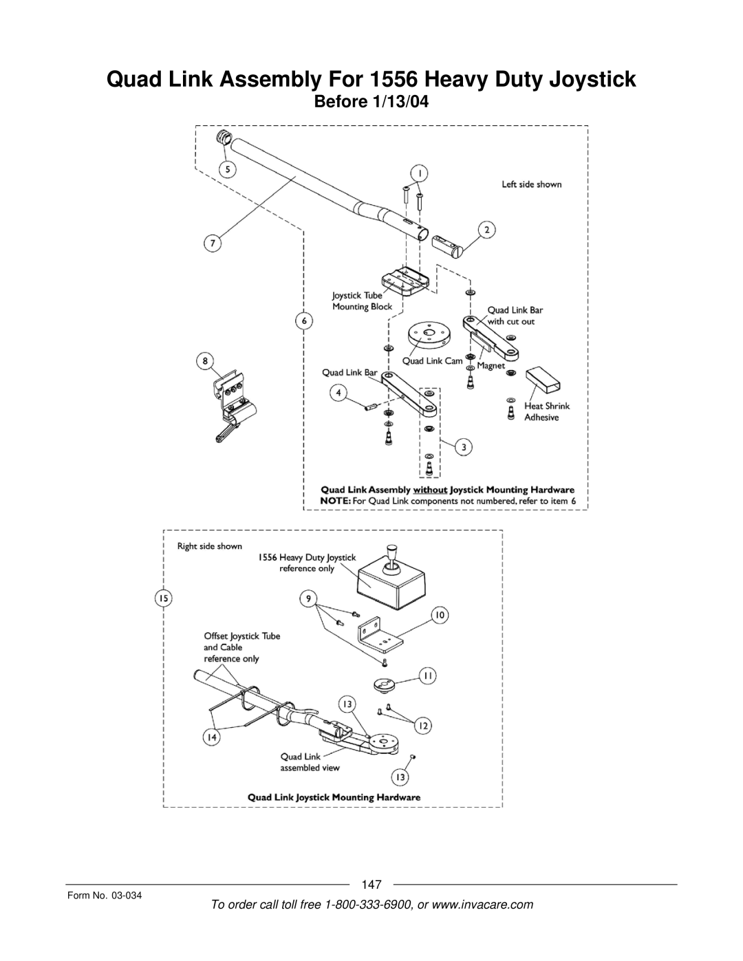 Invacare Storm Series manual Quad Link Assembly For 1556 Heavy Duty Joystick 