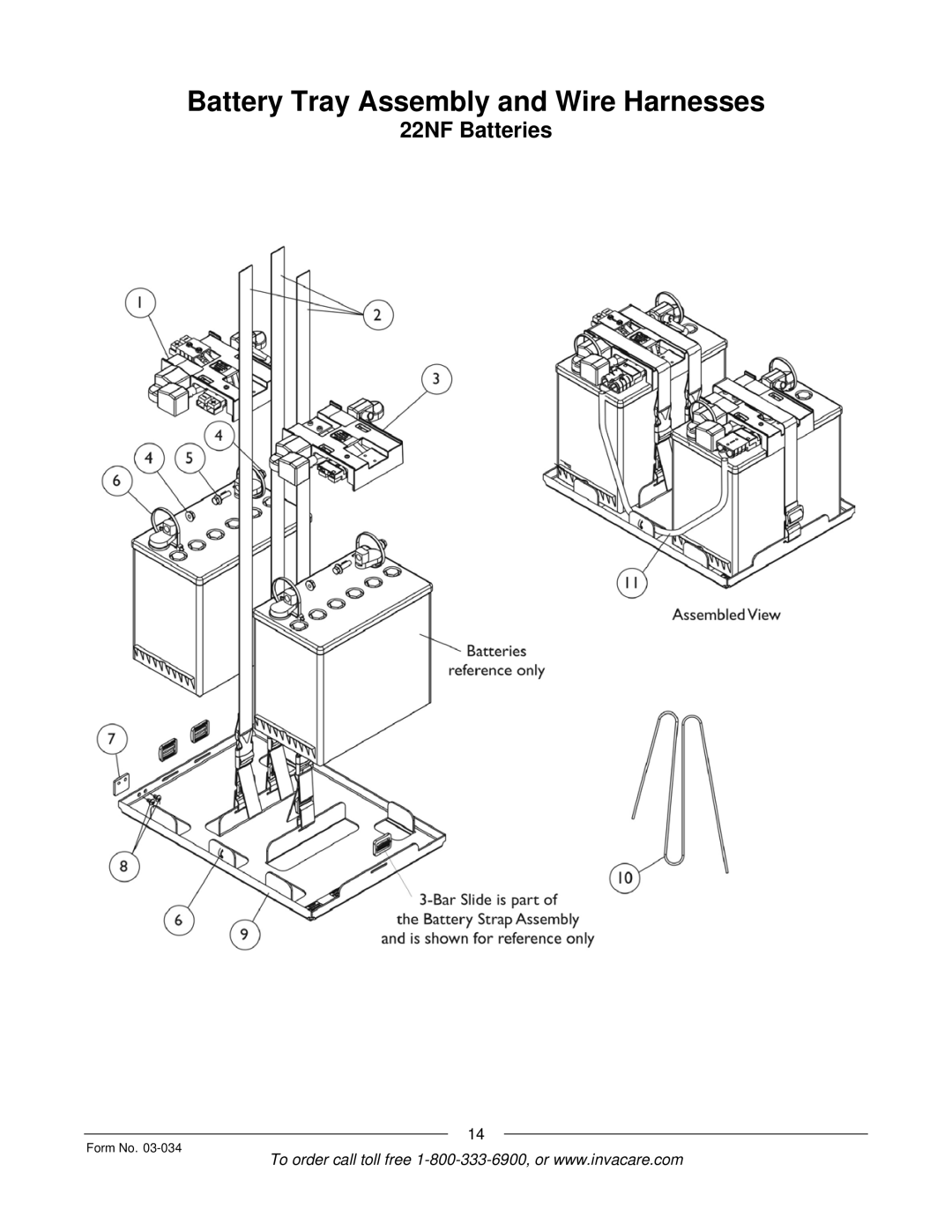 Invacare Storm Series manual Battery Tray Assembly and Wire Harnesses 