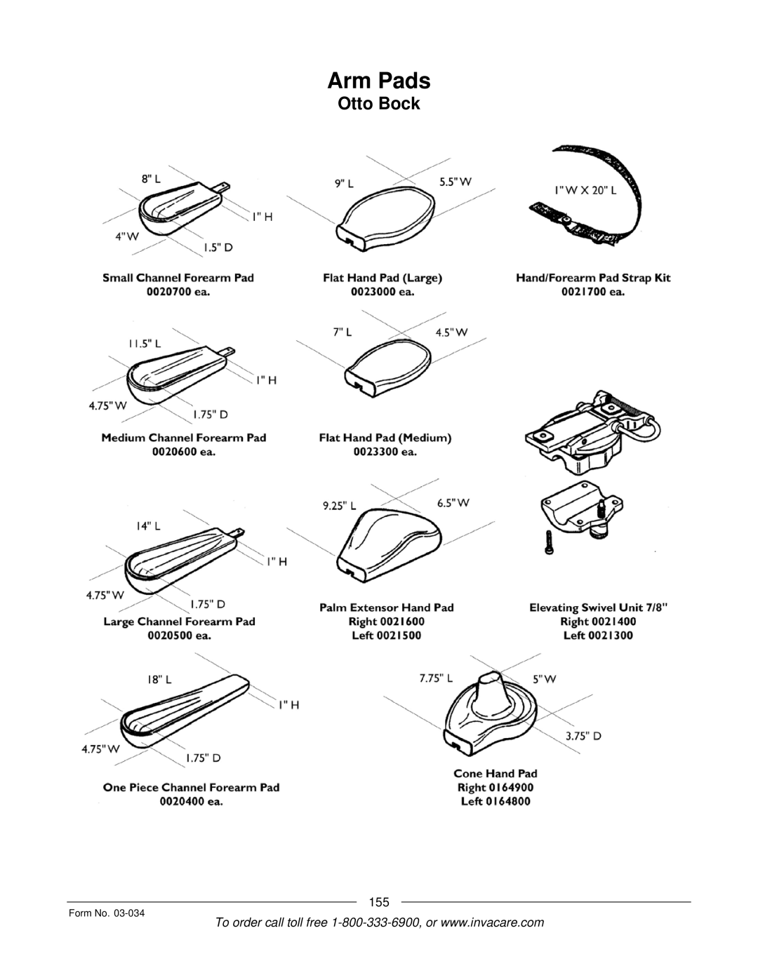 Invacare Storm Series manual Arm Pads 