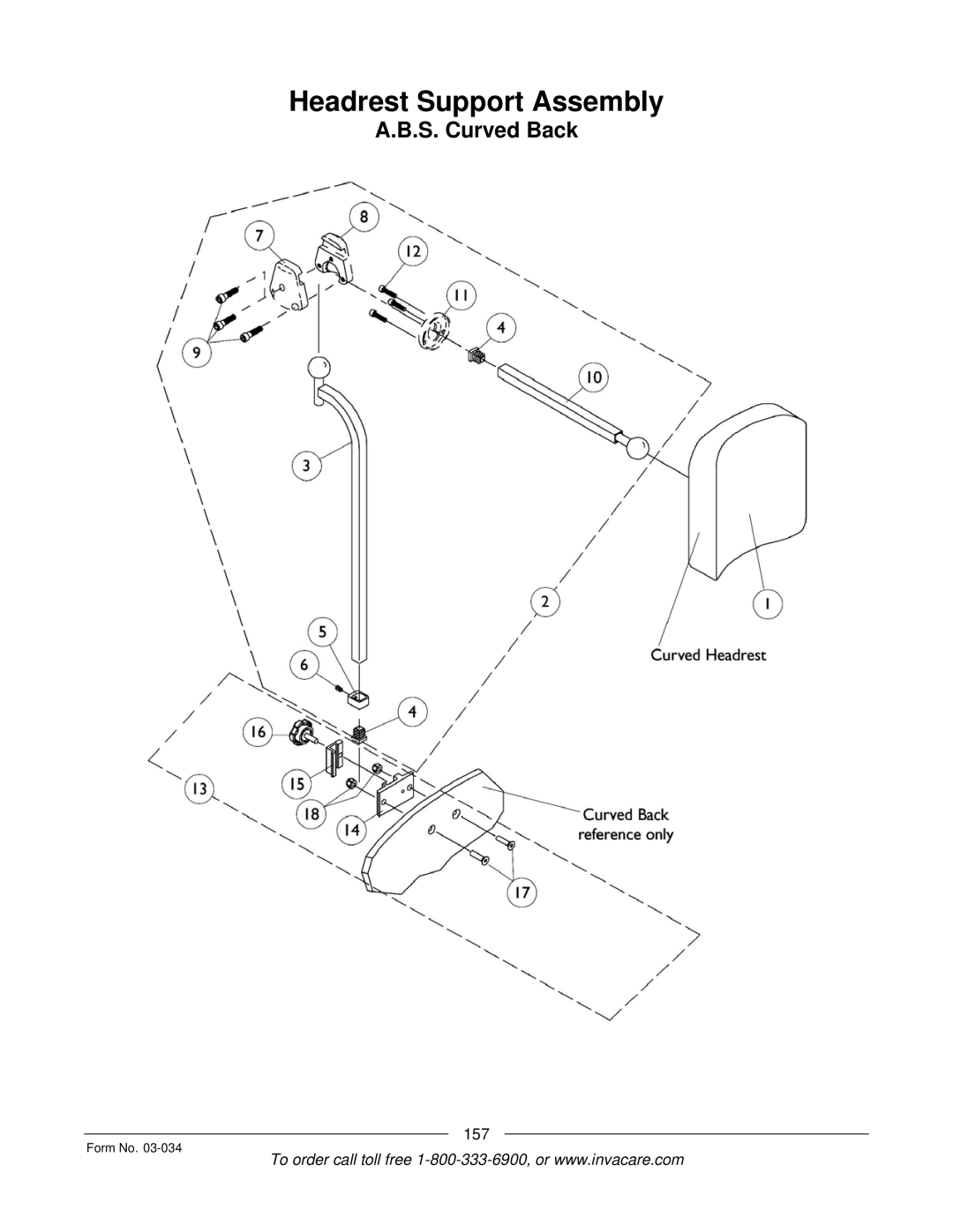 Invacare Storm Series manual Headrest Support Assembly 