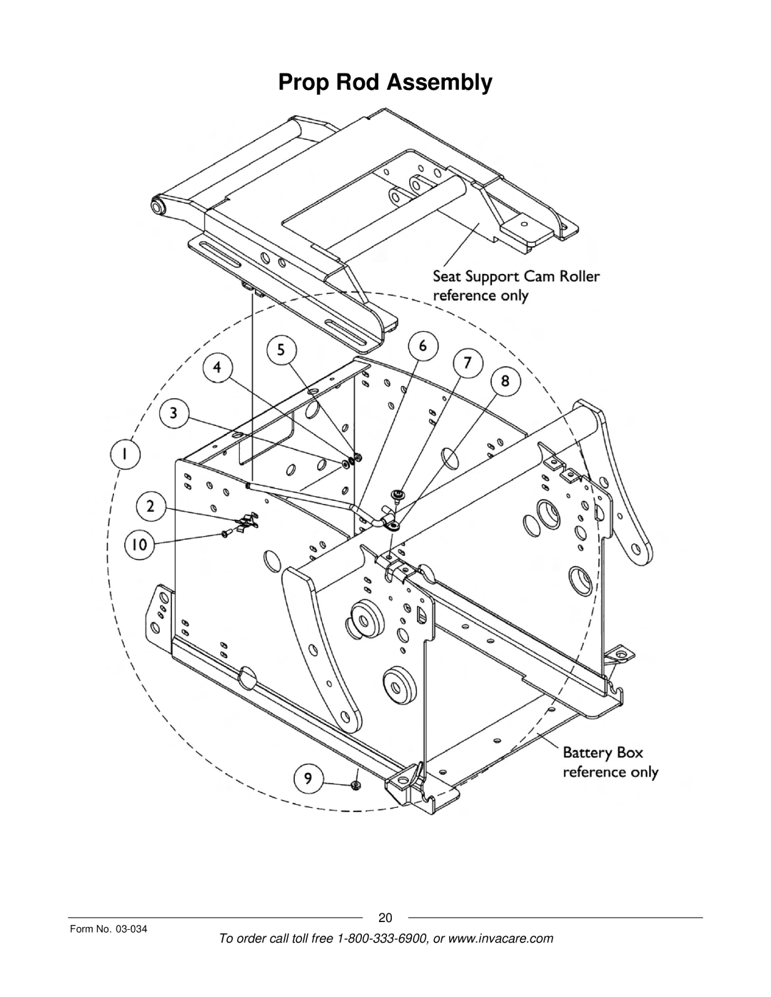 Invacare Storm Series manual Prop Rod Assembly 