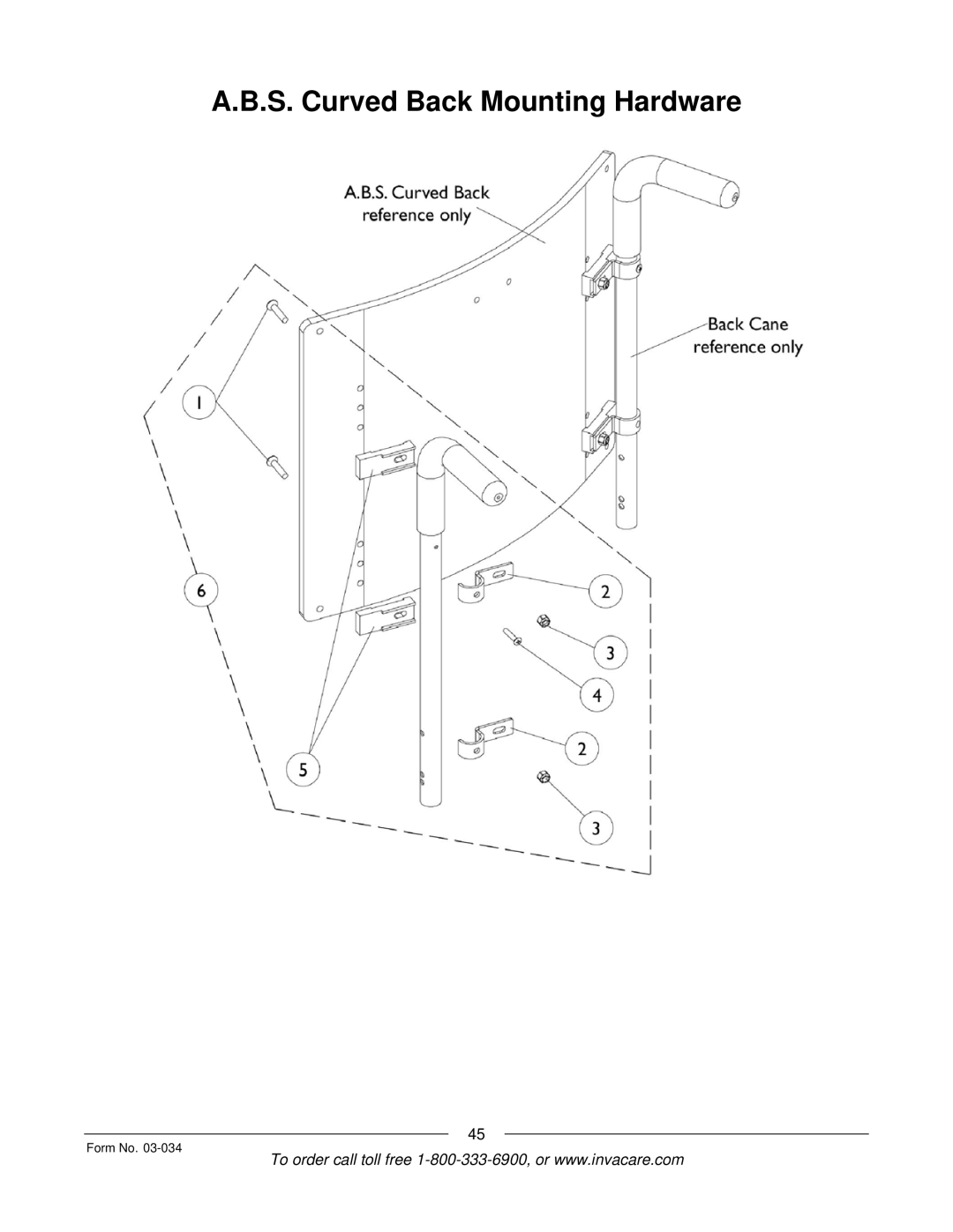 Invacare Storm Series manual S. Curved Back Mounting Hardware 