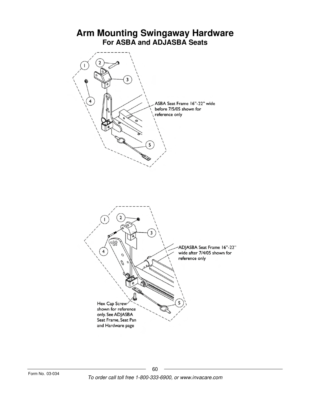 Invacare Storm Series manual Arm Mounting Swingaway Hardware 