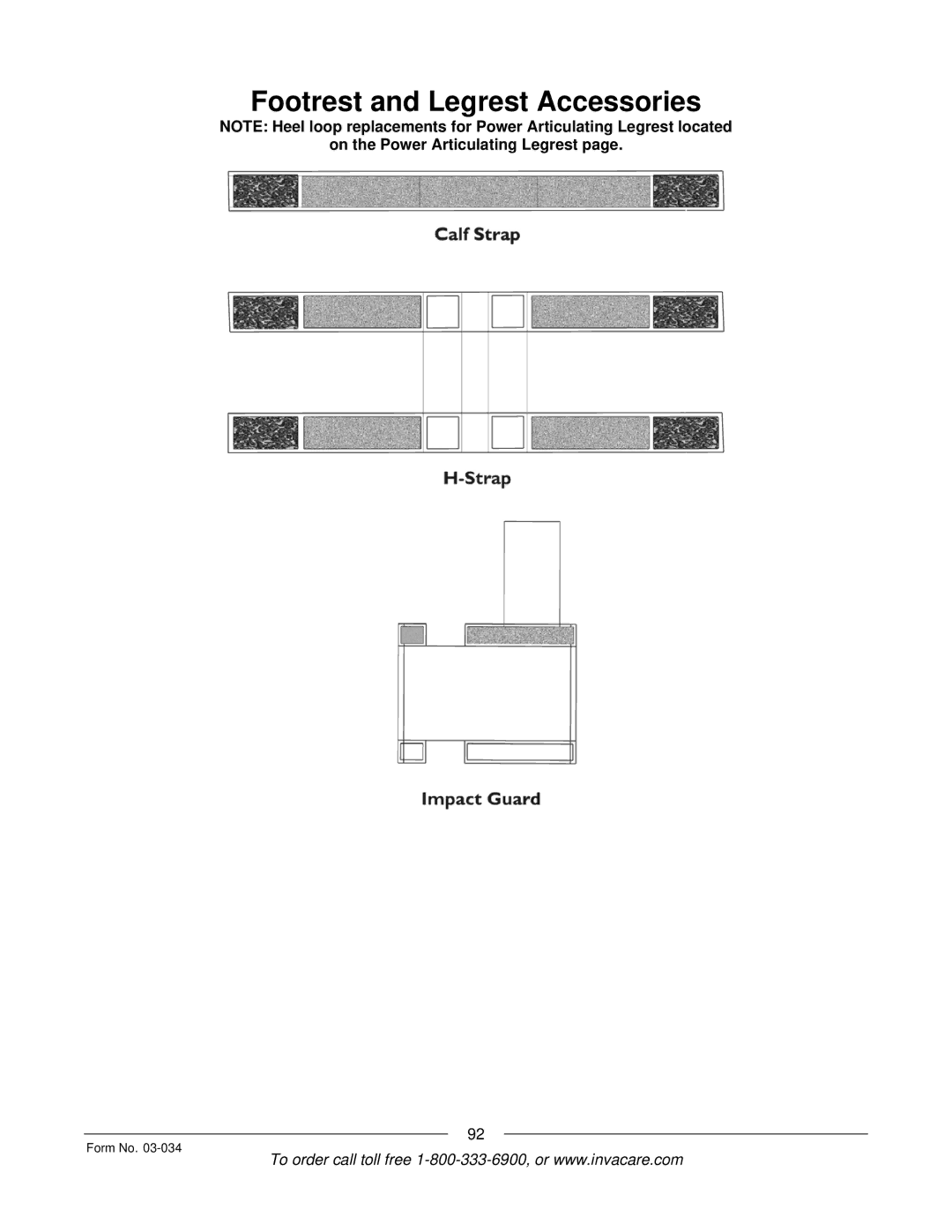 Invacare Storm Series manual Footrest and Legrest Accessories 