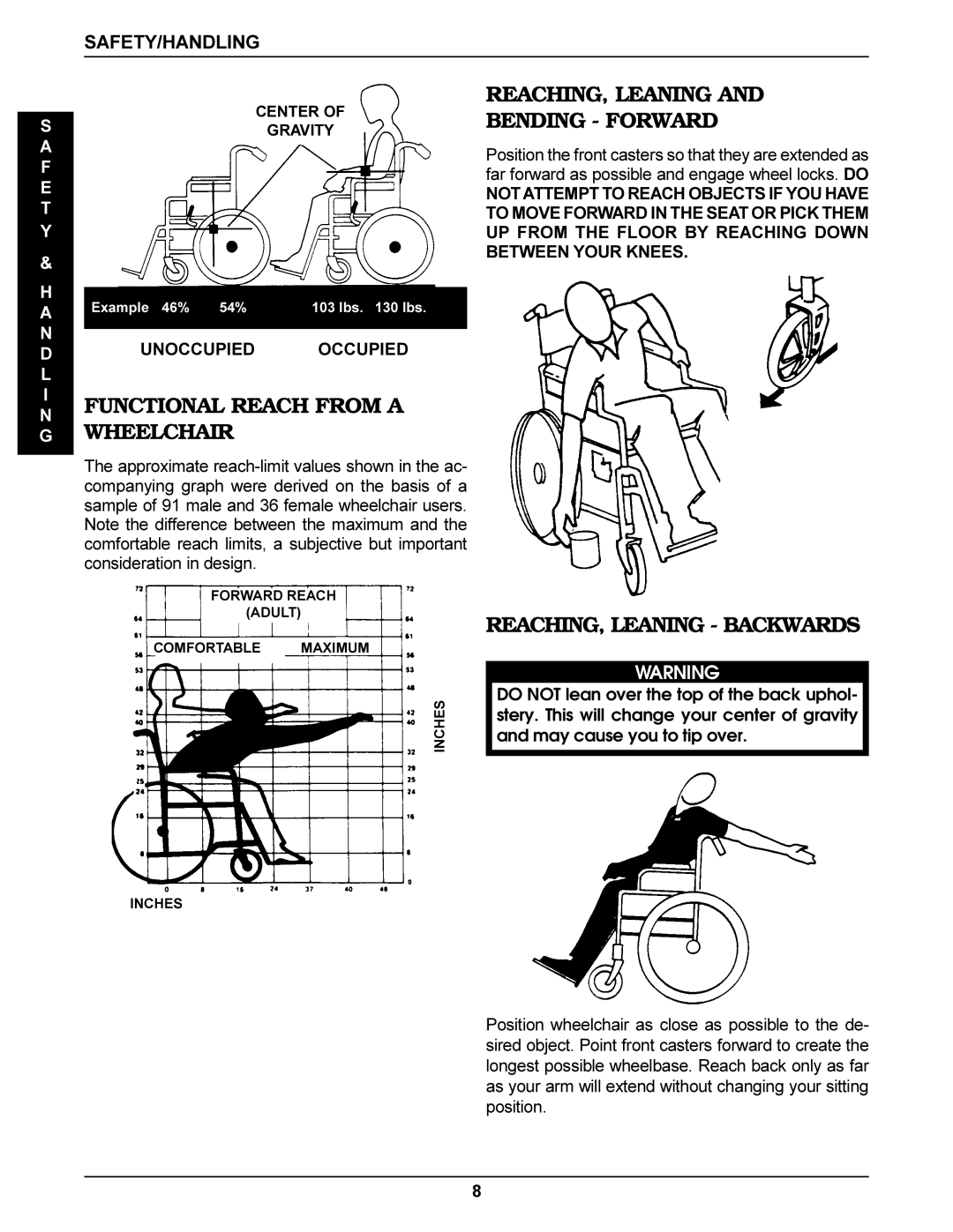 Invacare SX Recliner REACHING, Leaning Bending Forward, Functional Reach from a Wheelchair, REACHING, Leaning Backwards 