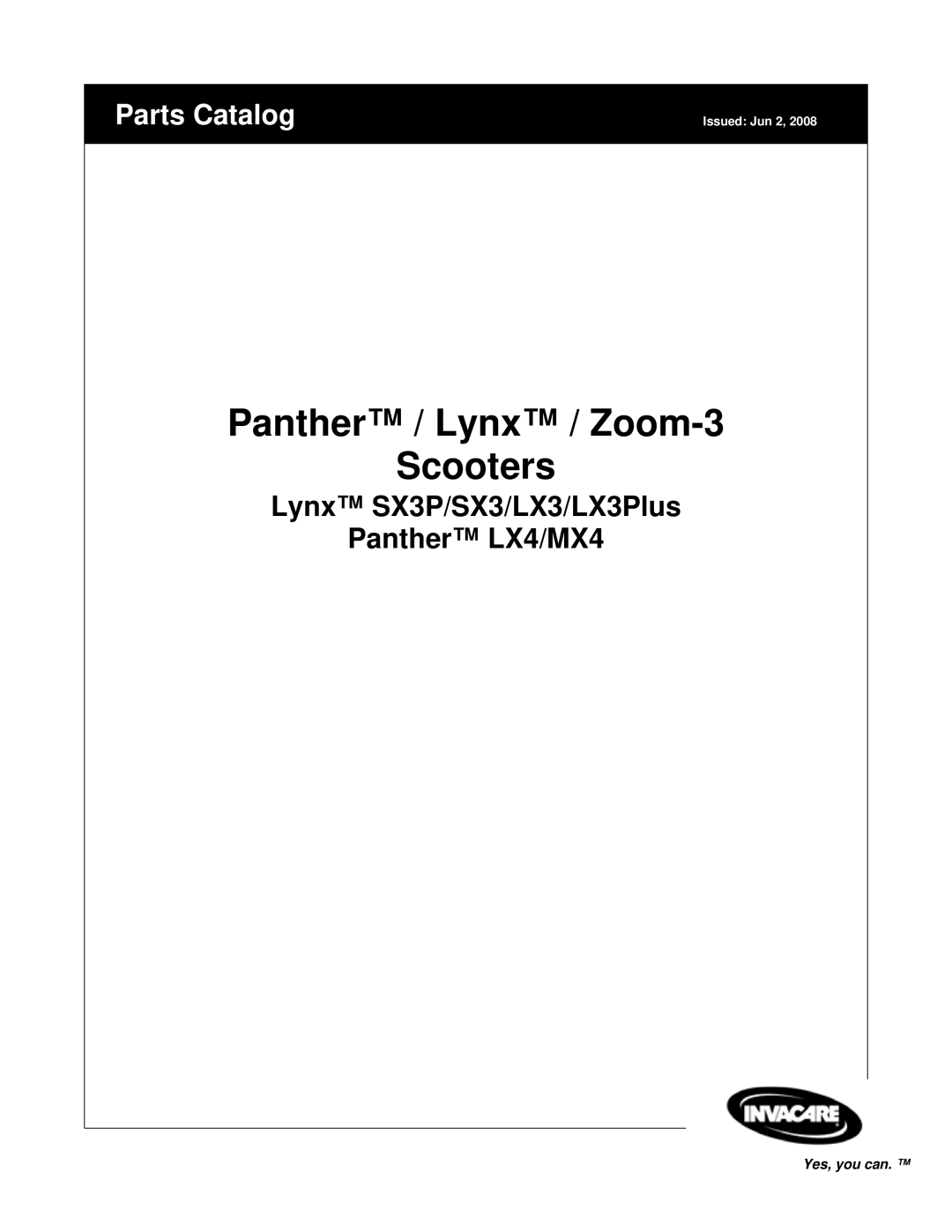 Invacare manual Panther / Lynx / Zoom-3 Scooters, Lynx SX3P/SX3/LX3/LX3Plus Panther LX4/MX4 