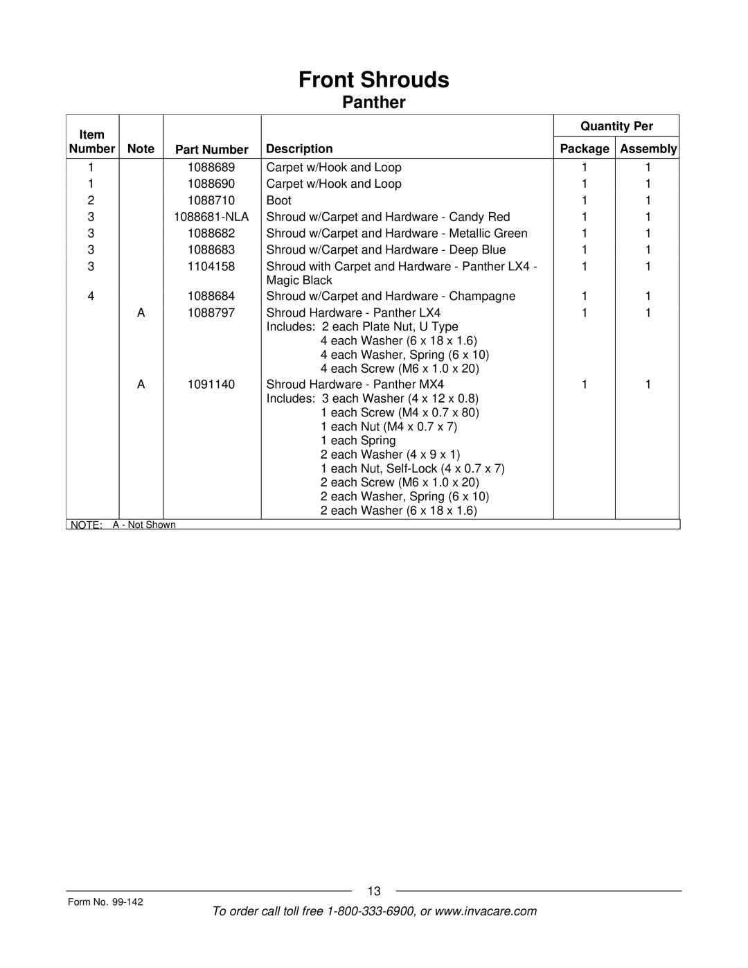 Invacare SX3P manual Not Shown 