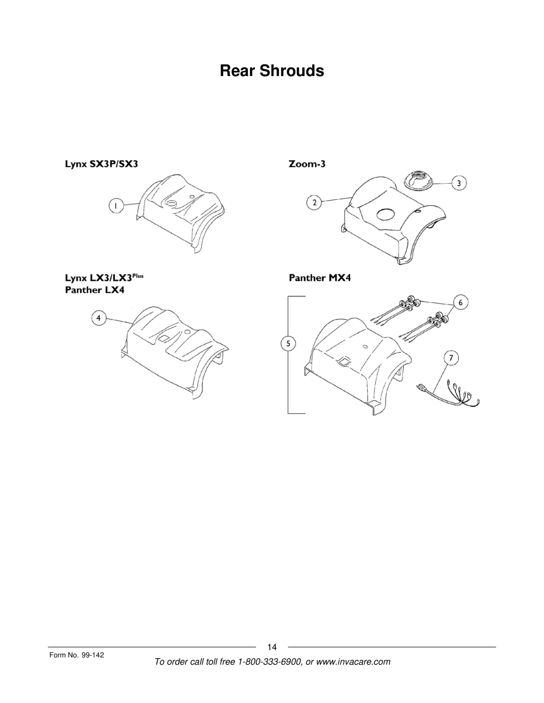 Invacare SX3P manual Rear Shrouds 