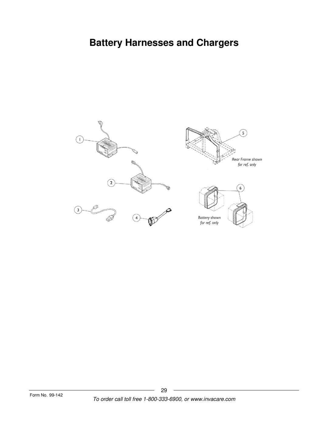 Invacare SX3P manual Battery Harnesses and Chargers 