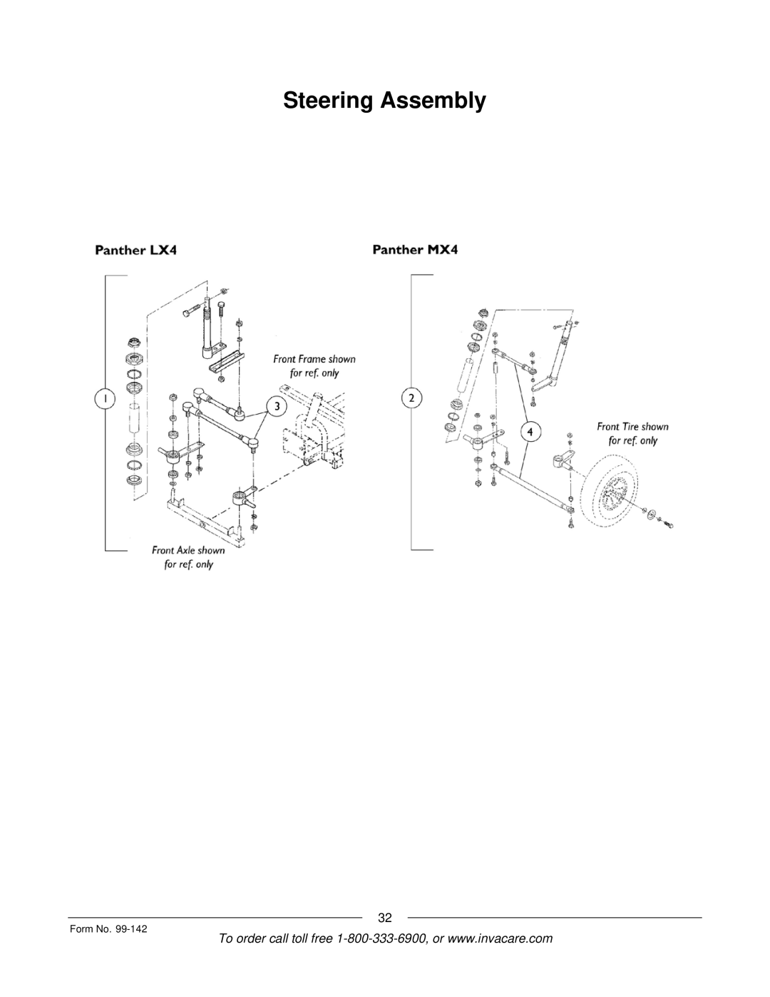 Invacare SX3P manual Steering Assembly 