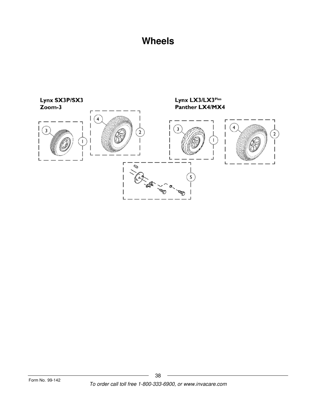 Invacare SX3P manual Wheels 