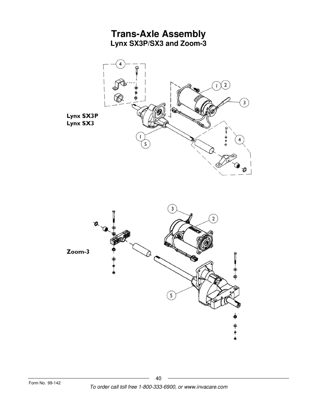 Invacare SX3P manual Trans-Axle Assembly 