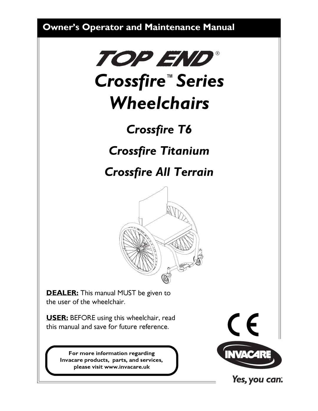 Invacare T6 manual CrossfireSeries Wheelchairs 