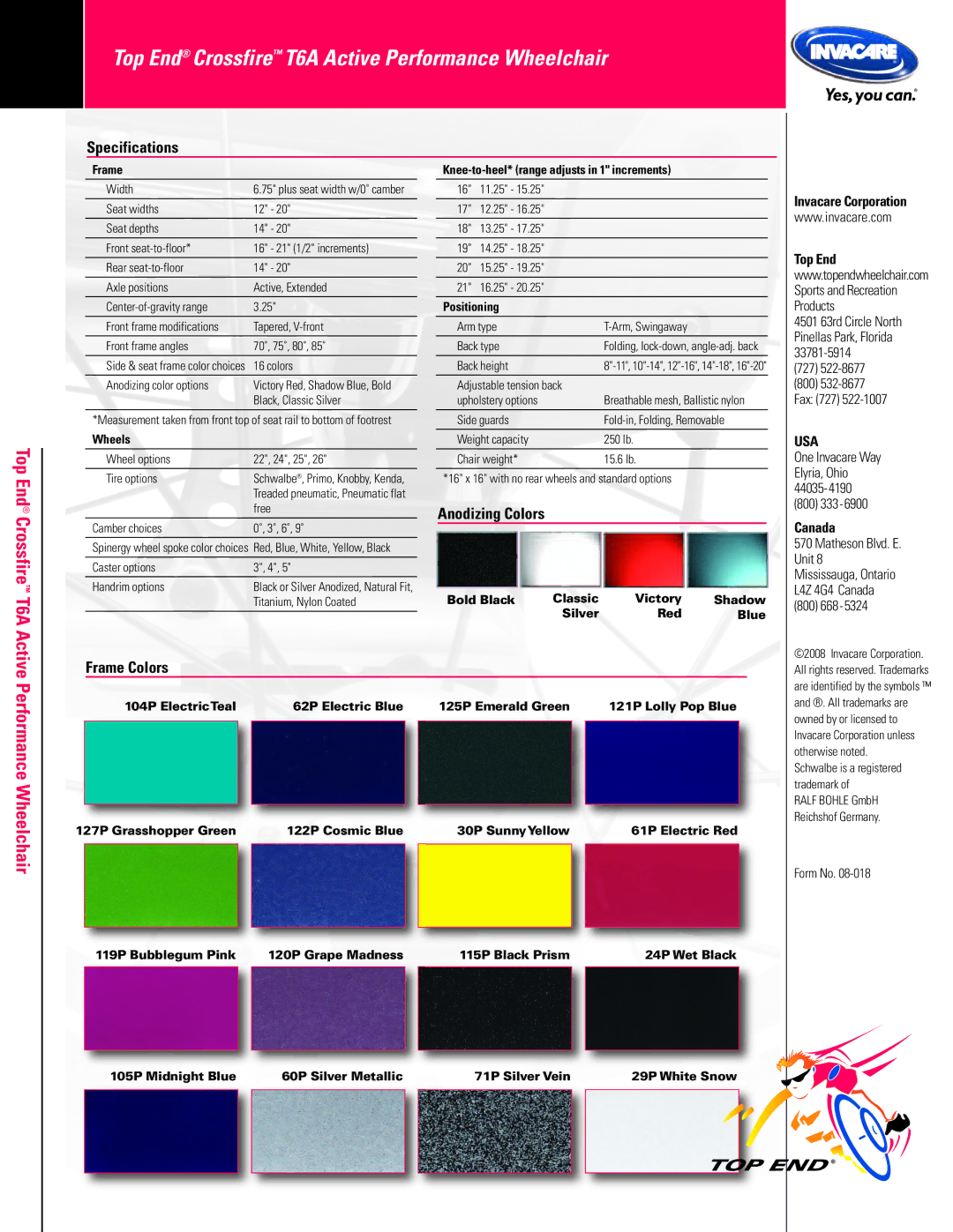 Invacare manual Top End Crossfire T6A 