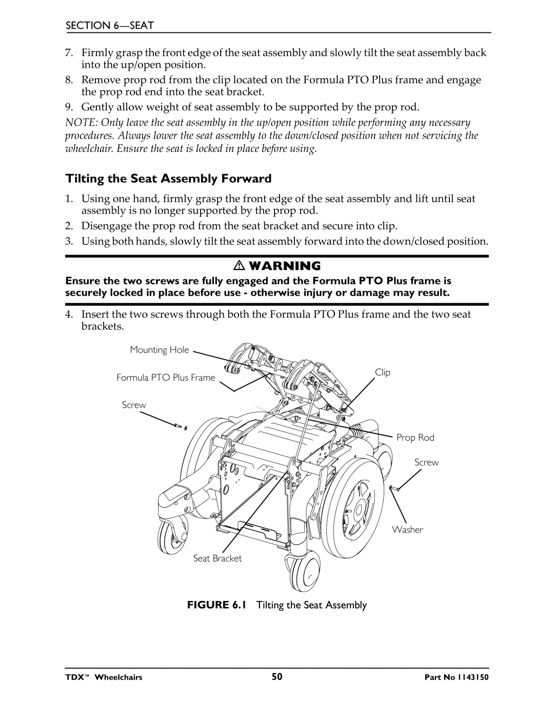 Invacare TDX 4, TDX 3 SE, TDX 5 manual Tilting the Seat Assembly Forward 