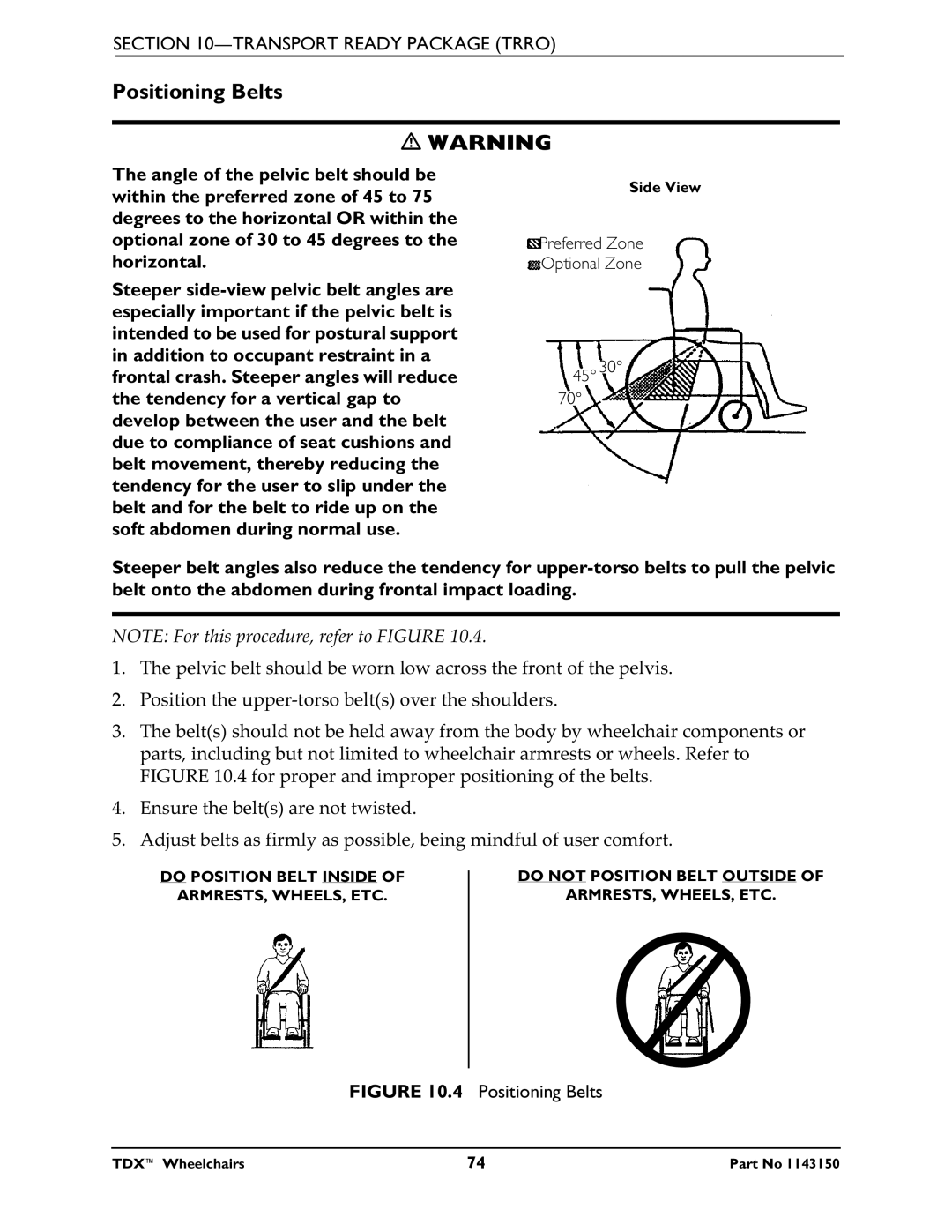 Invacare TDX 4, TDX 3 SE, TDX 5 manual Positioning Belts 
