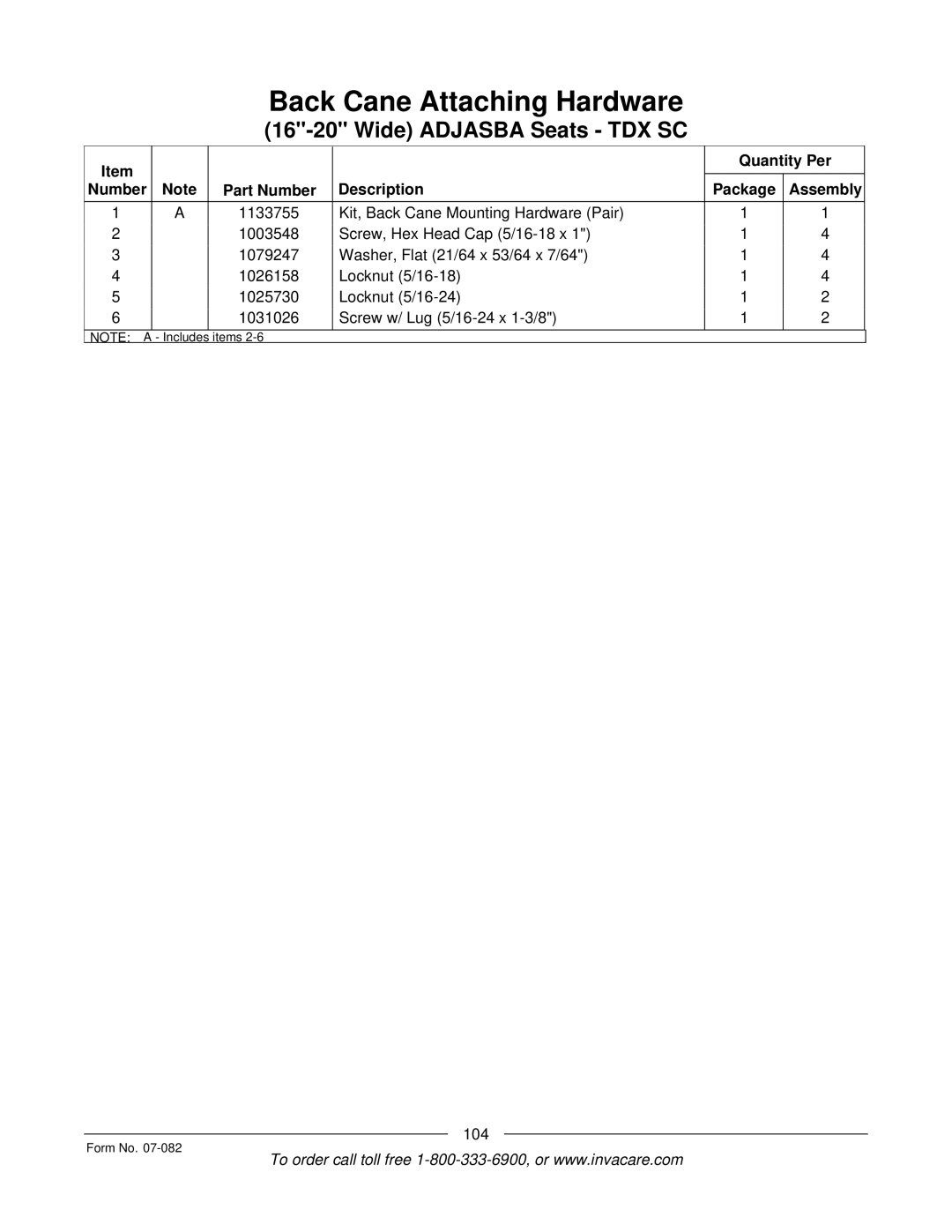 Invacare TDX SC manual 104 