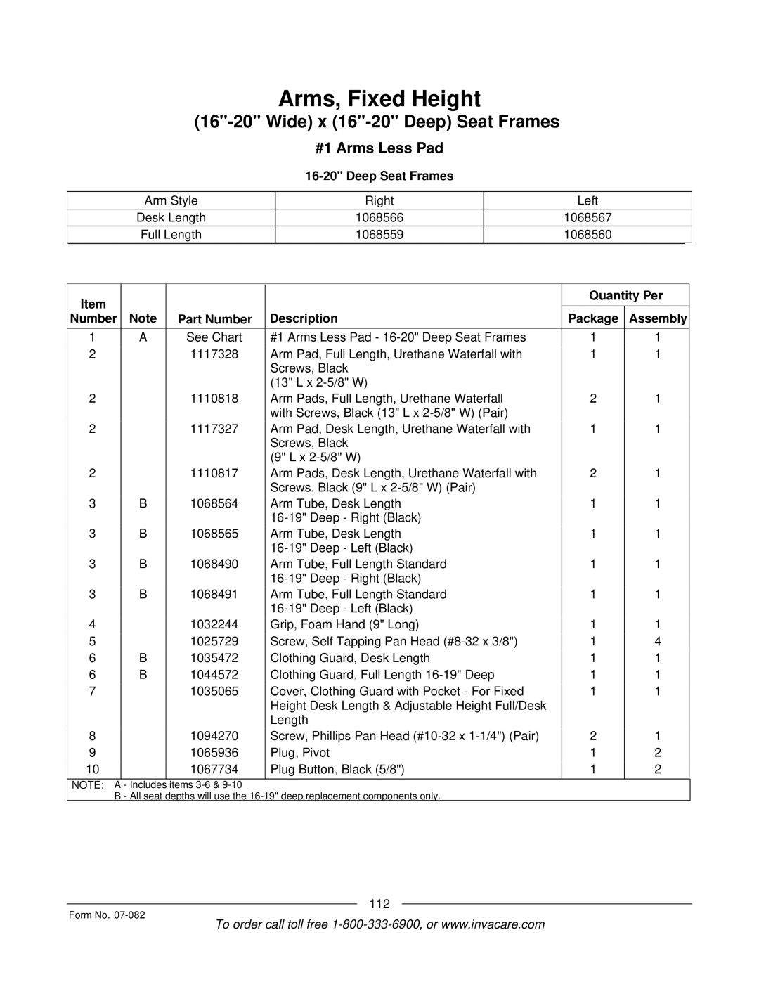 Invacare TDX SC manual #1 Arms Less Pad 