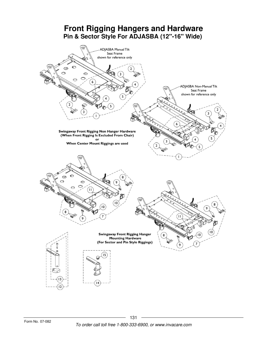 Invacare TDX SC manual Front Rigging Hangers and Hardware 