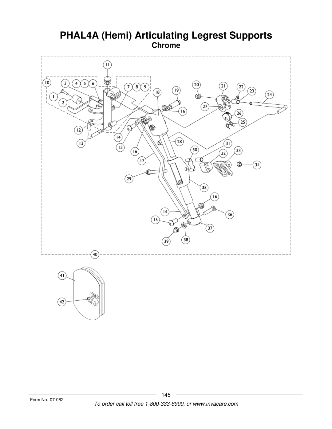 Invacare TDX SC manual PHAL4A Hemi Articulating Legrest Supports 