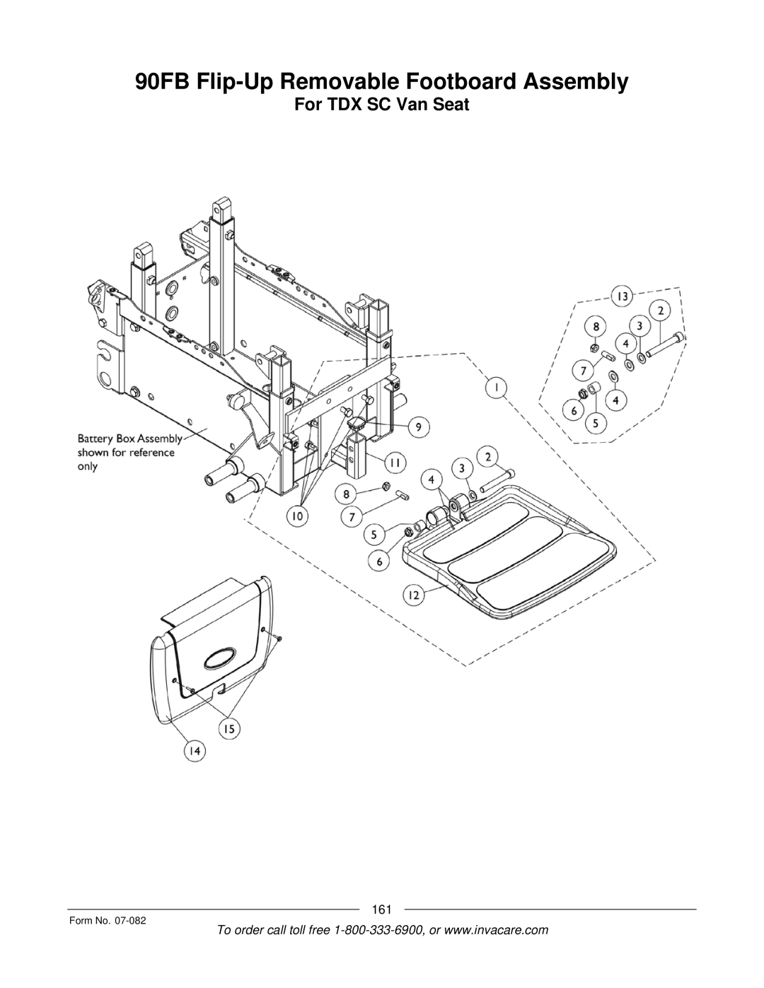 Invacare TDX SC manual 90FB Flip-Up Removable Footboard Assembly 