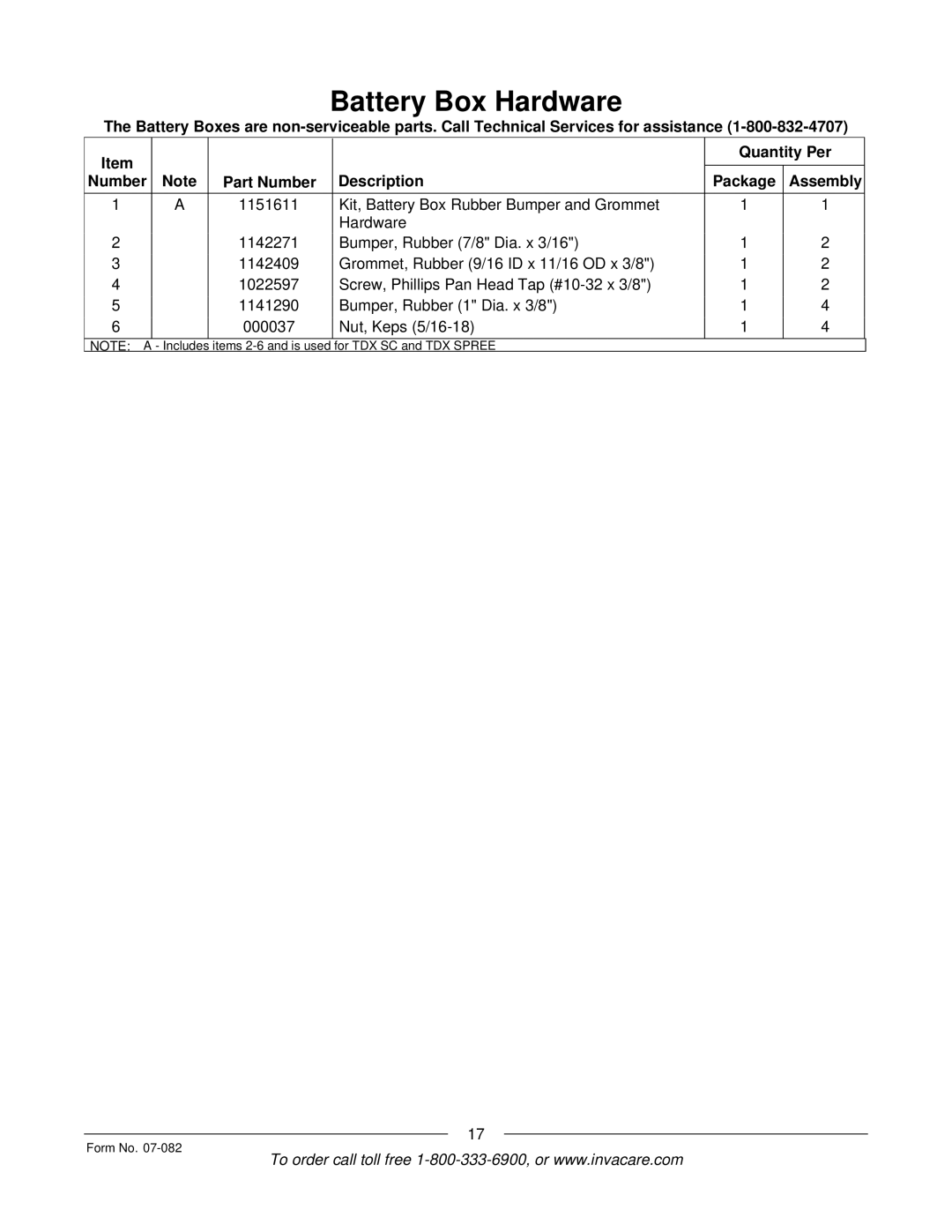 Invacare manual For TDX SC and TDX Spree Form No 