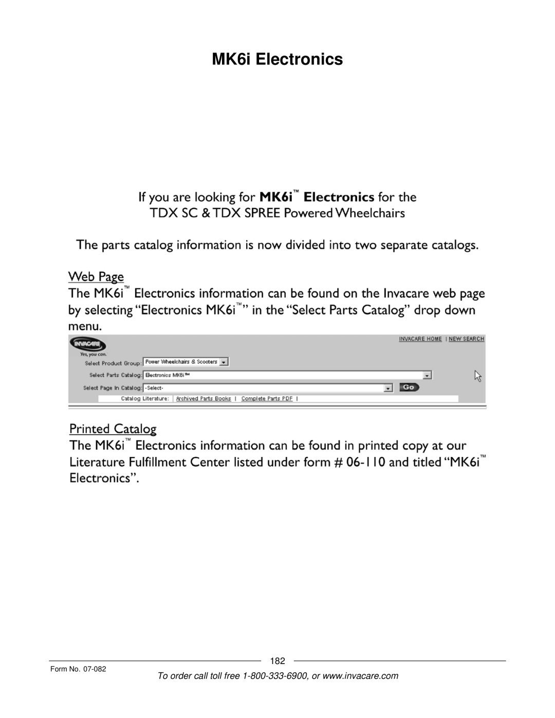 Invacare TDX SC manual MK6i Electronics 