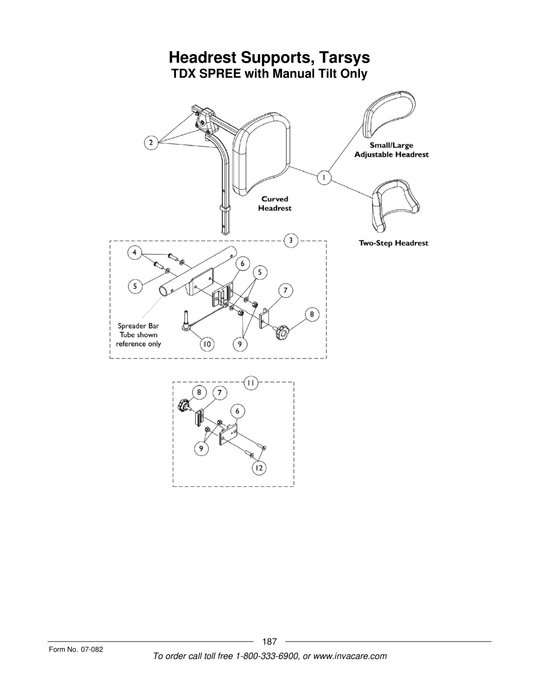 Invacare TDX SC manual Headrest Supports, Tarsys 