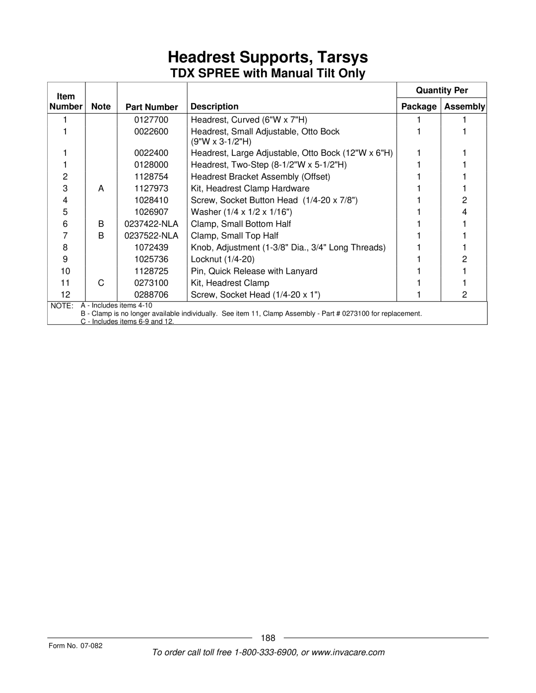 Invacare TDX SC manual 188 