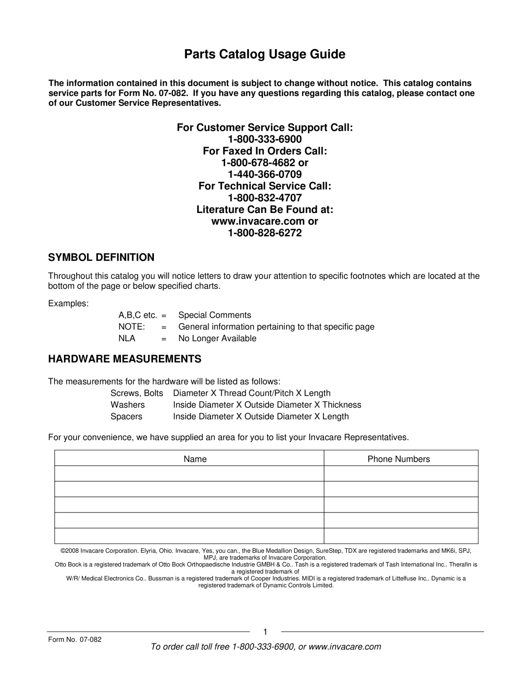 Invacare TDX SC manual Parts Catalog Usage Guide 