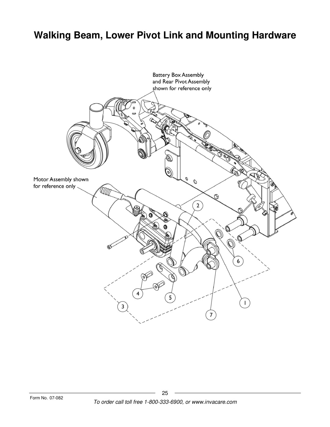 Invacare TDX SC manual Walking Beam, Lower Pivot Link and Mounting Hardware 