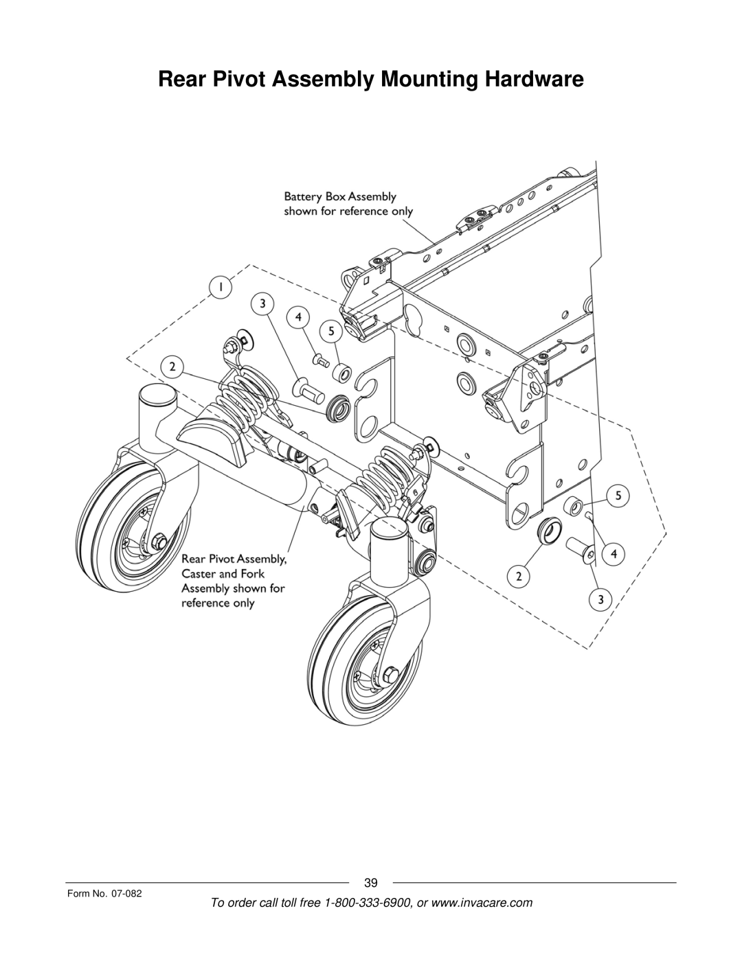 Invacare TDX SC manual Rear Pivot Assembly Mounting Hardware 