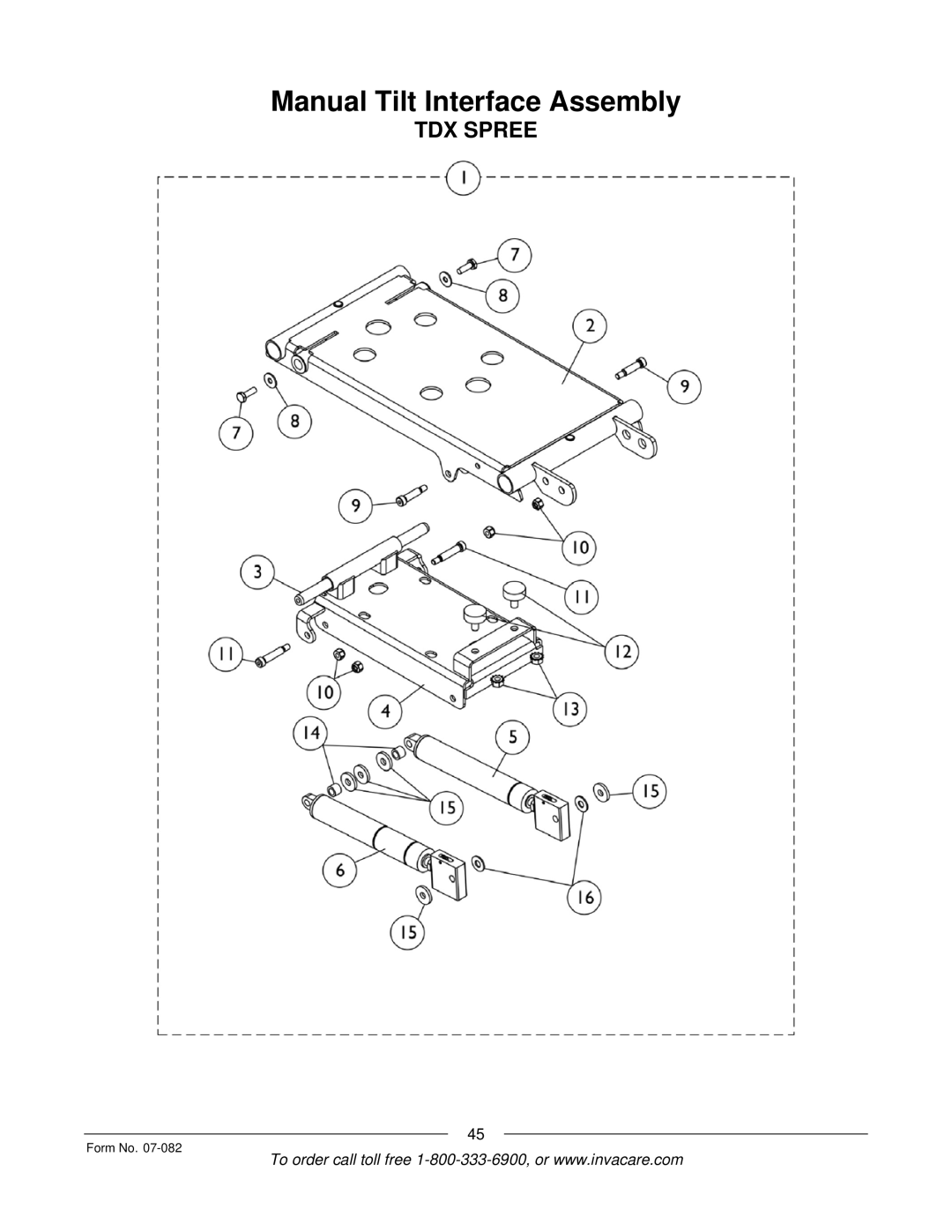 Invacare TDX SC manual Manual Tilt Interface Assembly 