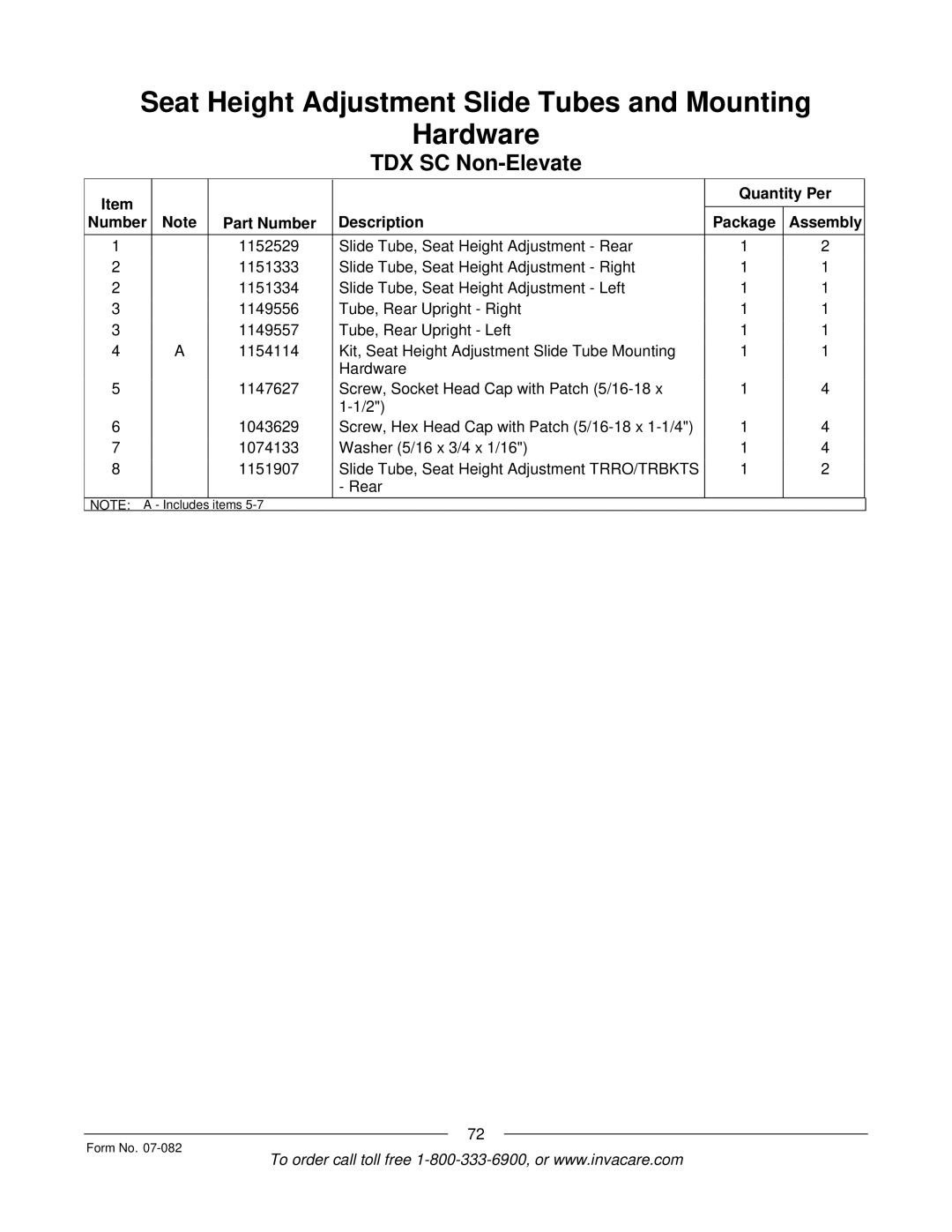 Invacare TDX SC manual Rear 