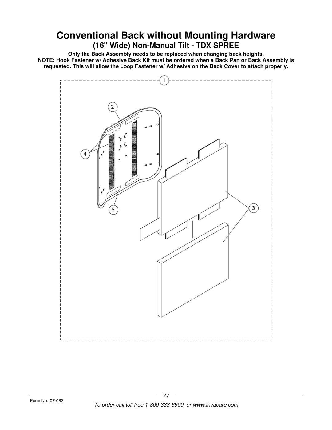 Invacare TDX SC manual Wide Non-Manual Tilt TDX Spree 