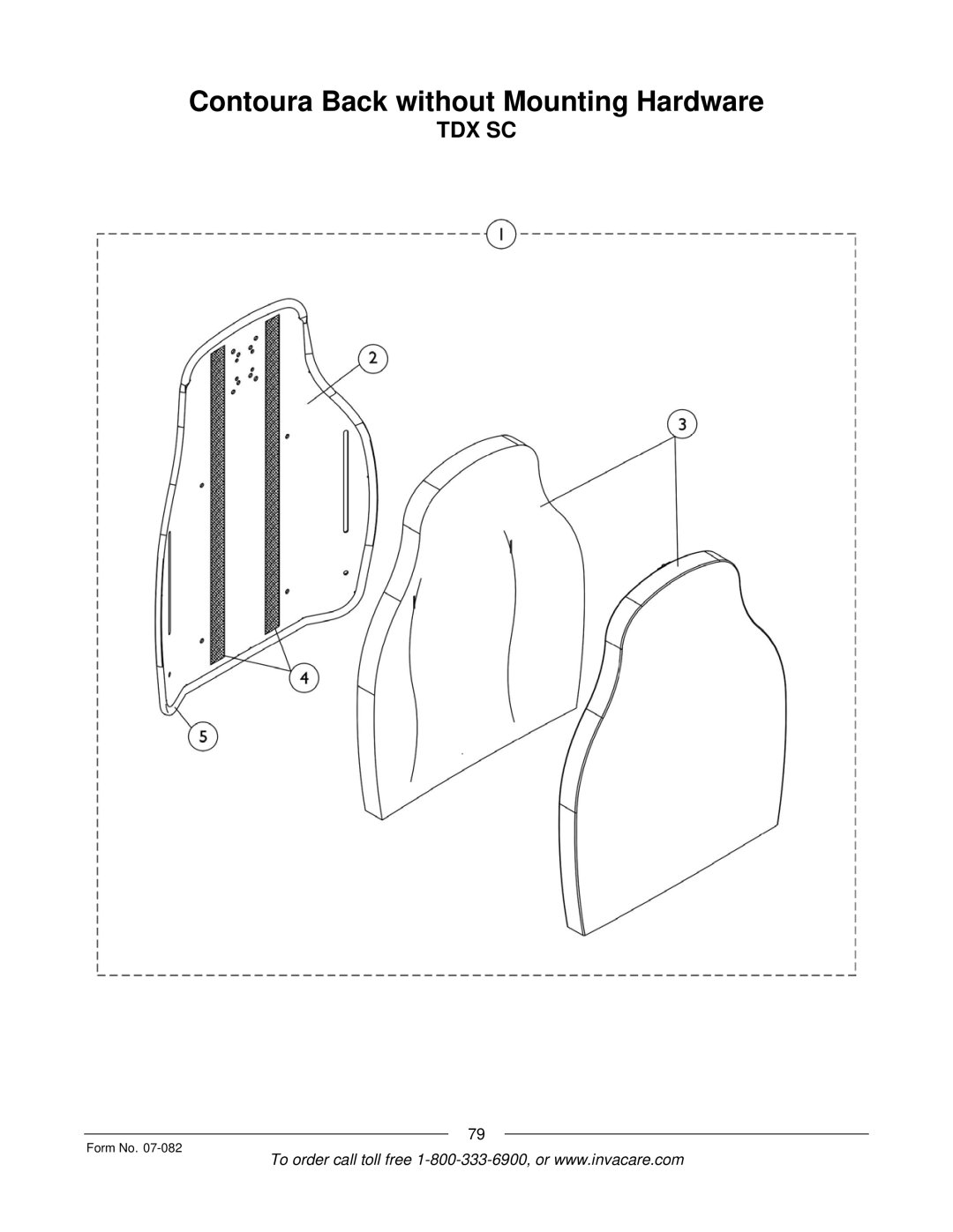 Invacare TDX SC manual Contoura Back without Mounting Hardware 