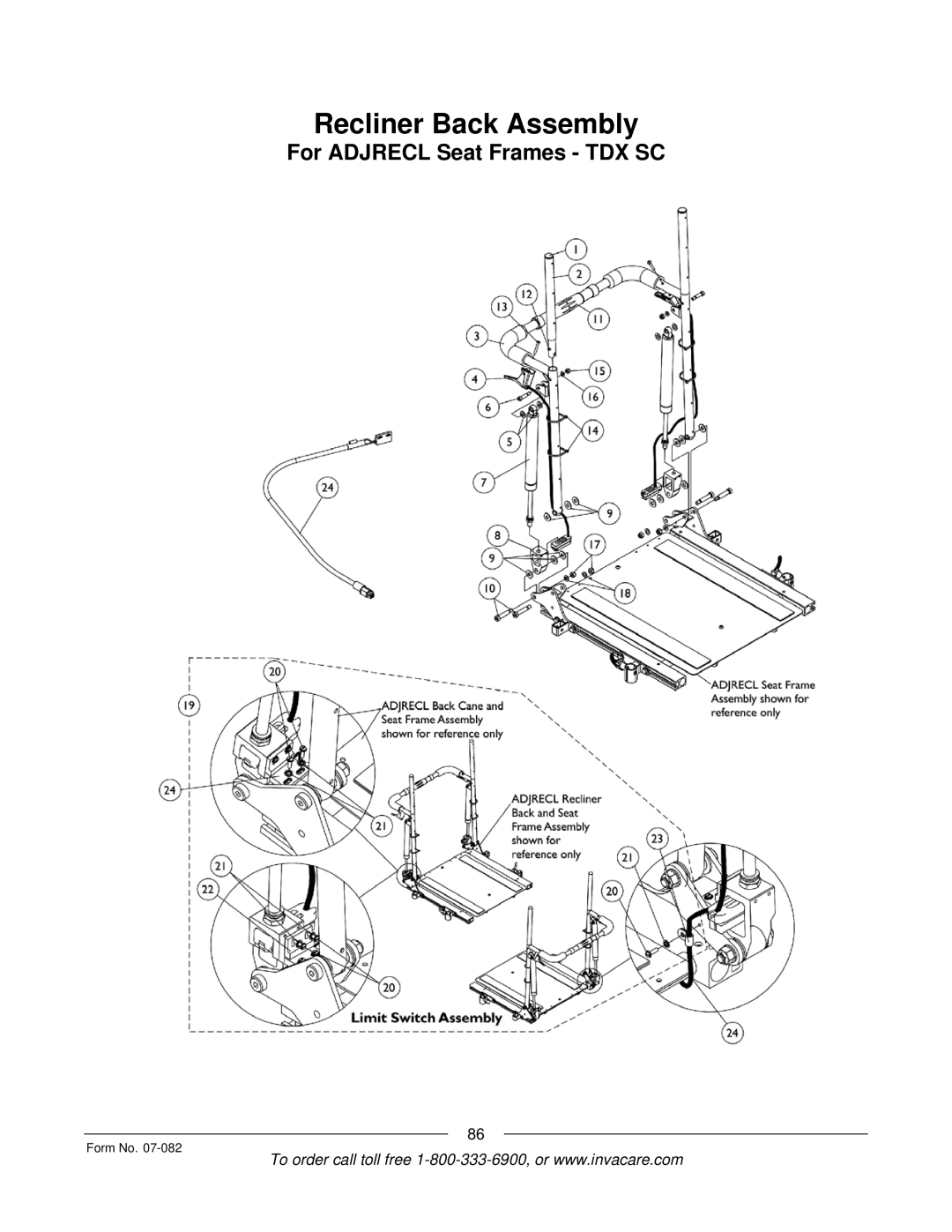 Invacare TDX SC manual Recliner Back Assembly 