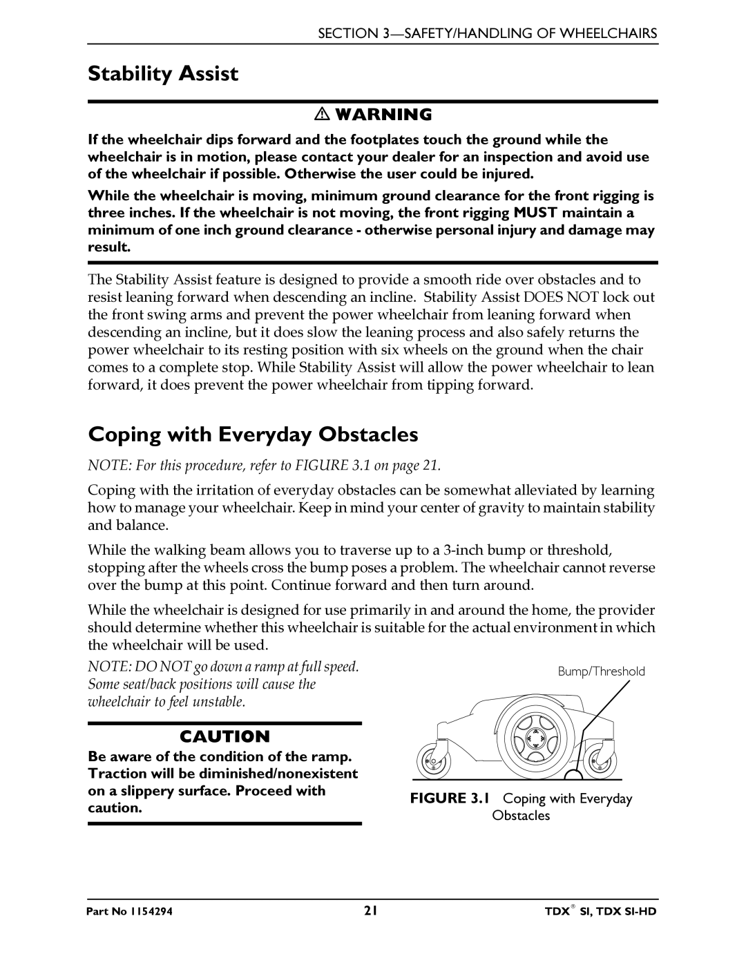 Invacare TDX SI manual Stability Assist, Coping with Everyday Obstacles 