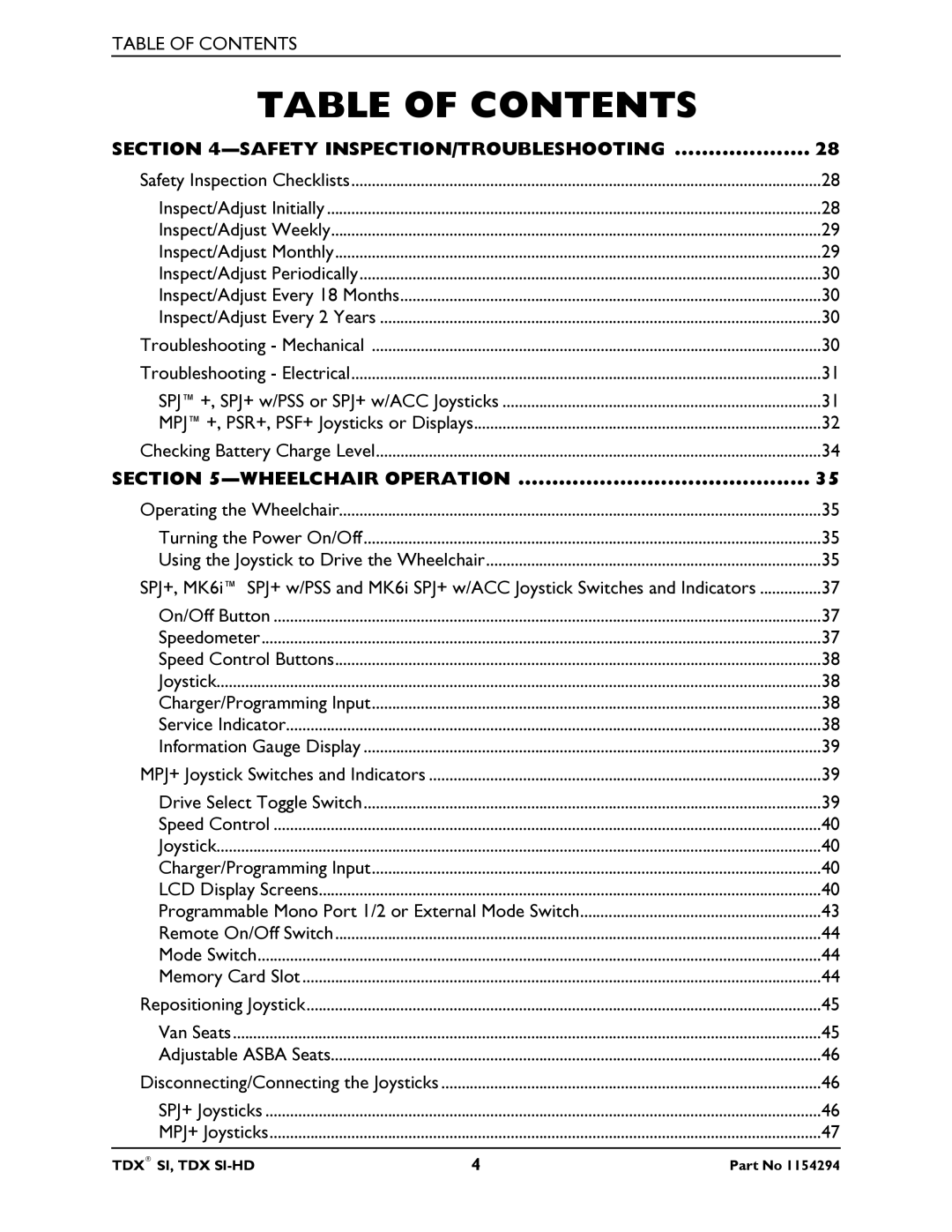 Invacare TDX SI manual Safety INSPECTION/TROUBLESHOOTING 