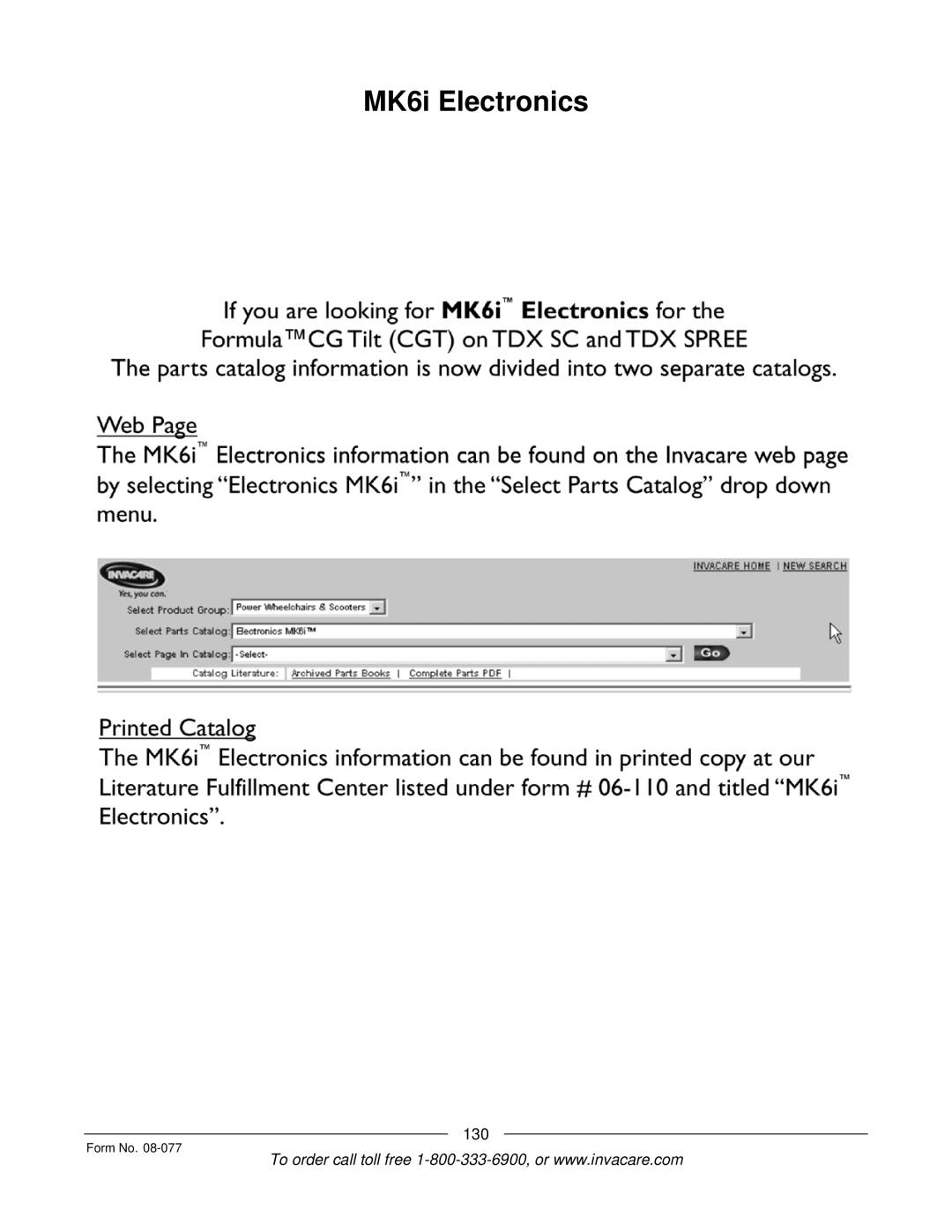 Invacare TDX SPREE manual MK6i Electronics 