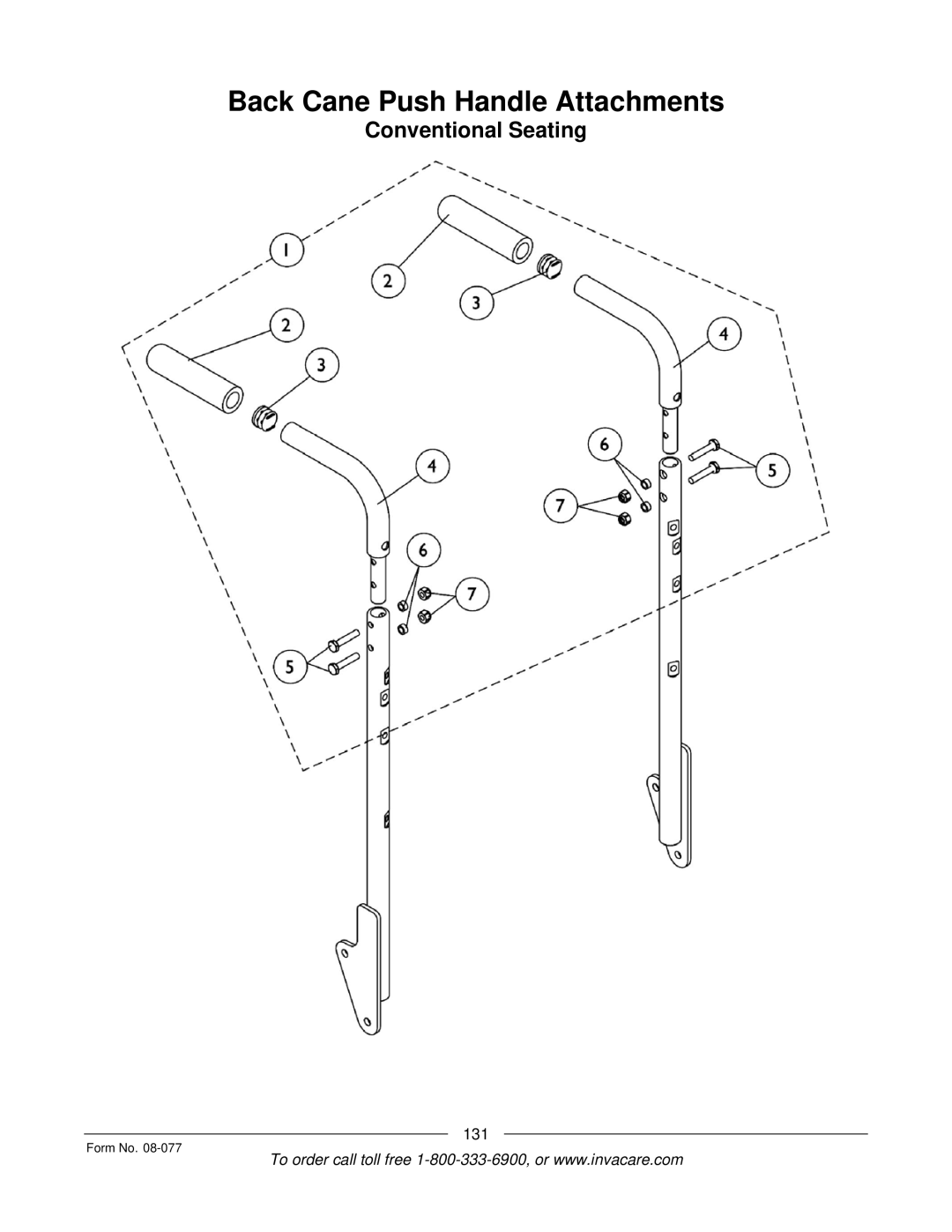 Invacare TDX SPREE manual Back Cane Push Handle Attachments 