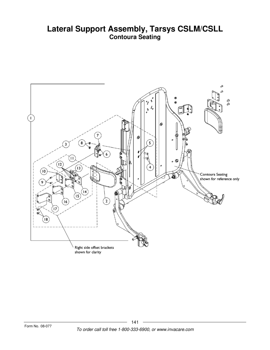 Invacare TDX SPREE manual Lateral Support Assembly, Tarsys CSLM/CSLL 